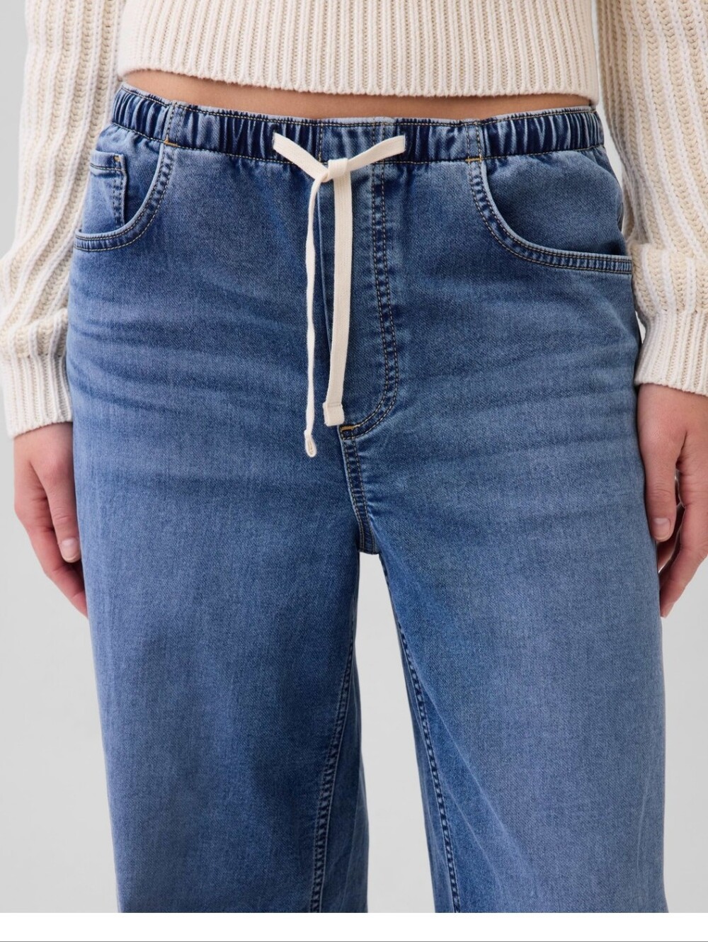 [LIKE NEW] GAP Womens Petite Medium Mid Rise Knit Easy Baggy Jeans Medium Indigo - Picture 4 of 11